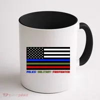 Thin Blue Green Red Lines Police Military Firefighter Coffee Mug thumb 1