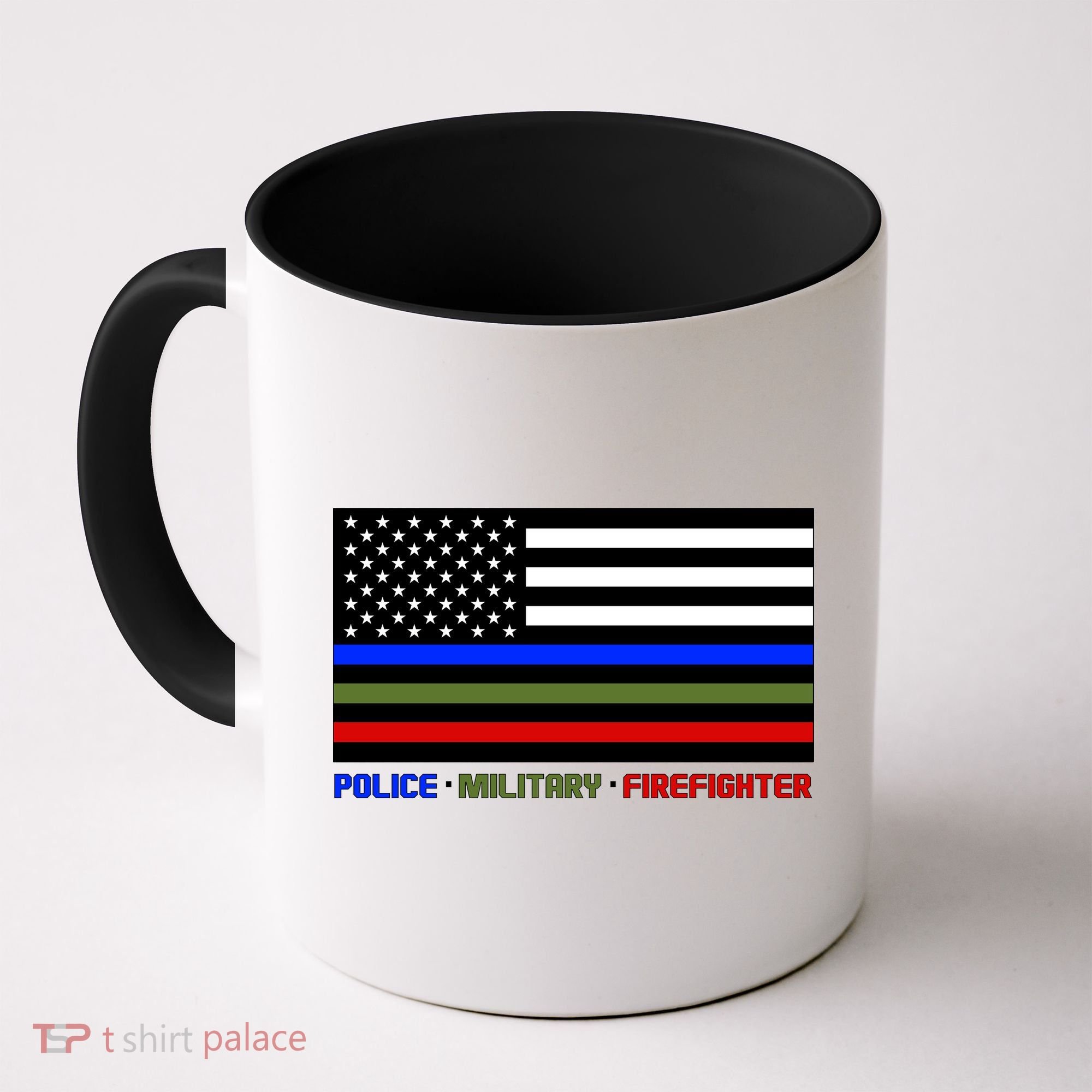 Thin Blue Green Red Lines Police Military Firefighter Coffee Mug