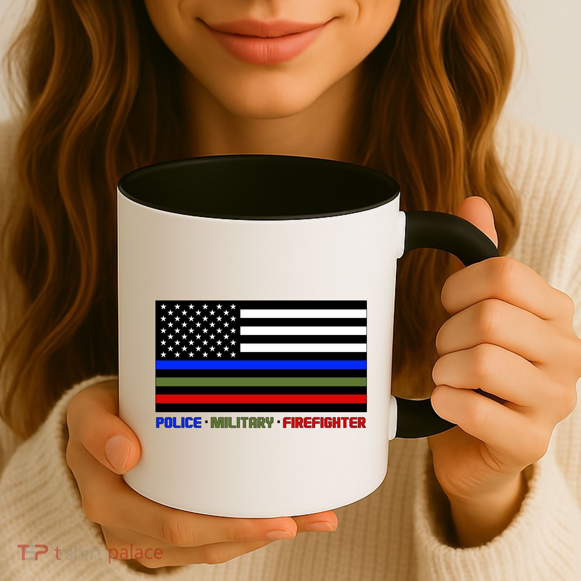 Thin Blue Green Red Lines Police Military Firefighter Coffee Mug