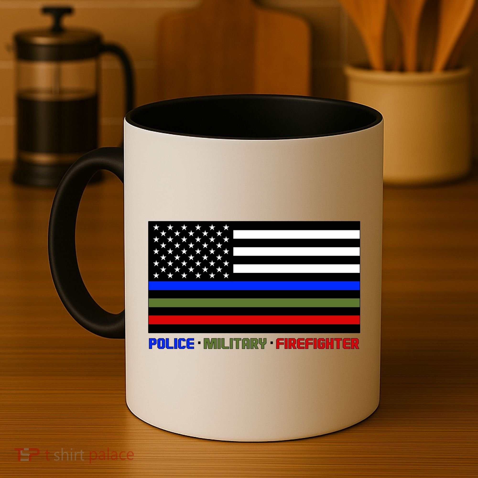 Thin Blue Green Red Lines Police Military Firefighter Coffee Mug