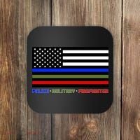 Thin Blue Green Red Lines Police Military Firefighter Coaster thumb 0