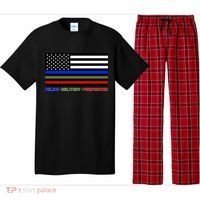 Thin Blue Green Red Lines Police Military Firefighter Pajama Set thumb 0