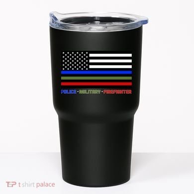Thin Blue Green Red Lines Police Military Firefighter Tumbler
