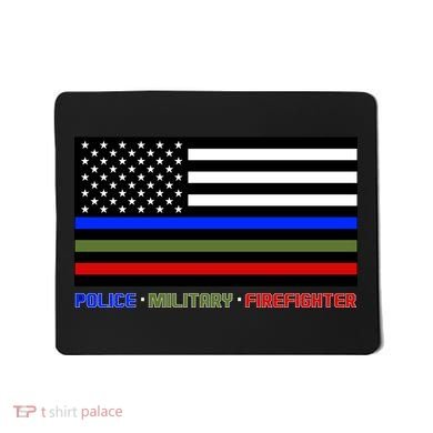 Thin Blue Green Red Lines Police Military Firefighter Mousepad