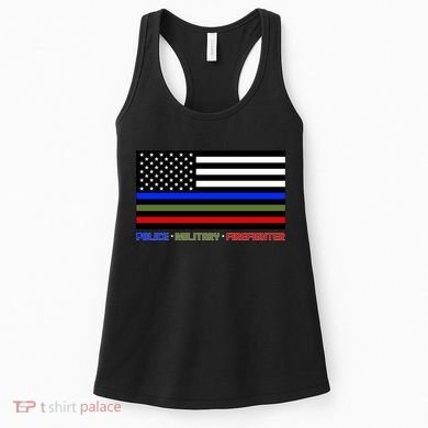 Thin Blue Green Red Lines Police Military Firefighter Women's Tank Top