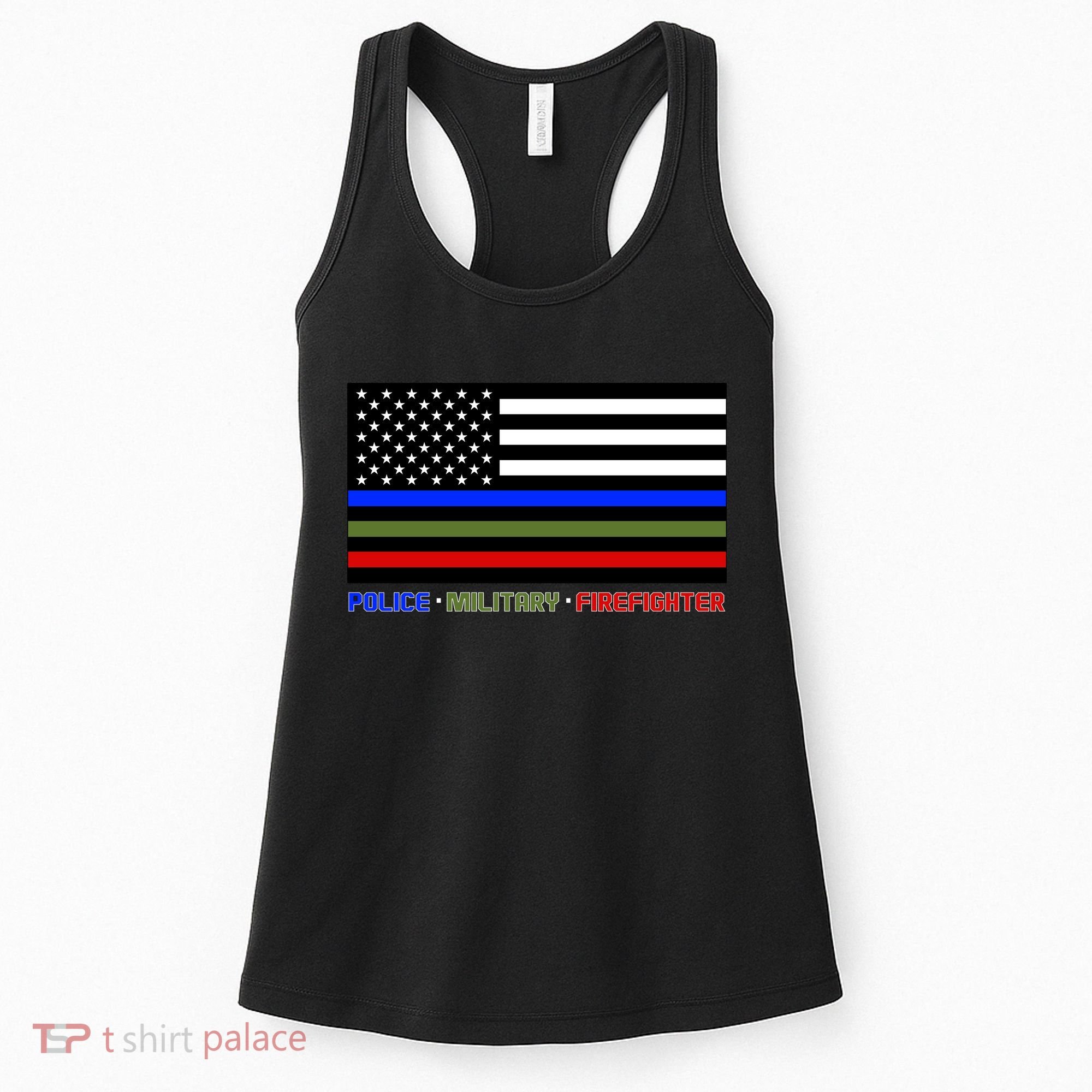 Thin Blue Green Red Lines Police Military Firefighter Women's Tank Top