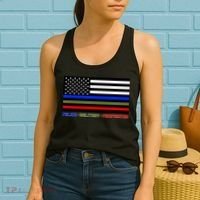 Thin Blue Green Red Lines Police Military Firefighter Women's Tank Top thumb 2