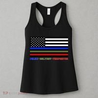 Thin Blue Green Red Lines Police Military Firefighter Women's Tank Top thumb 3