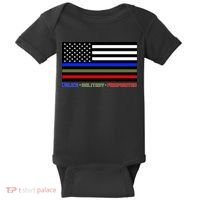 Thin Blue Green Red Lines Police Military Firefighter Baby Bodysuit thumb 0