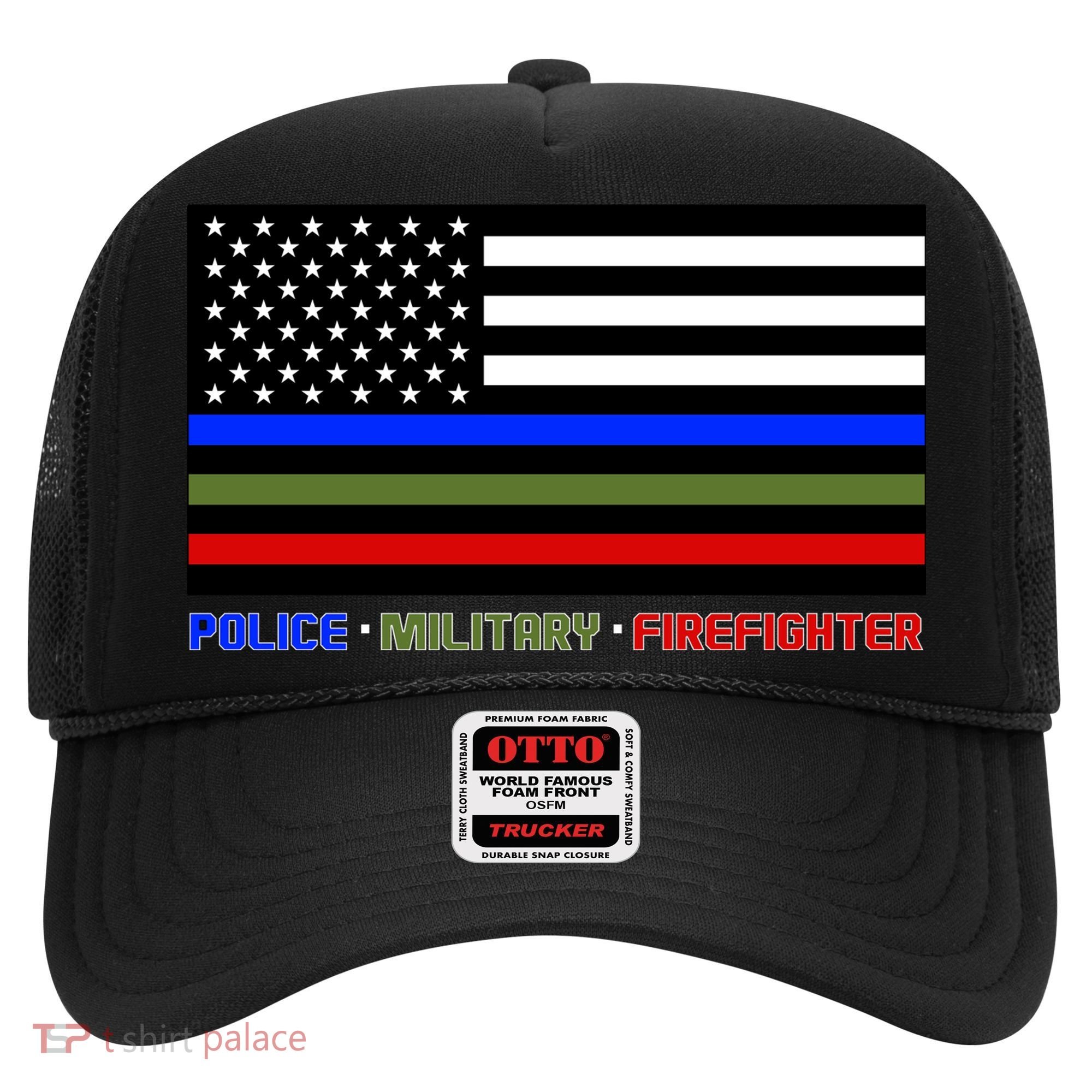 Thin Blue Green Red Lines Police Military Firefighter Hat