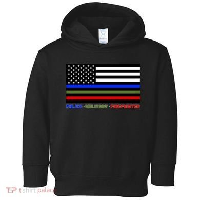 Thin Blue Green Red Lines Police Military Firefighter Toddler Hoodie