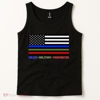 Thin Blue Green Red Lines Police Military Firefighter Tank Top thumb 2