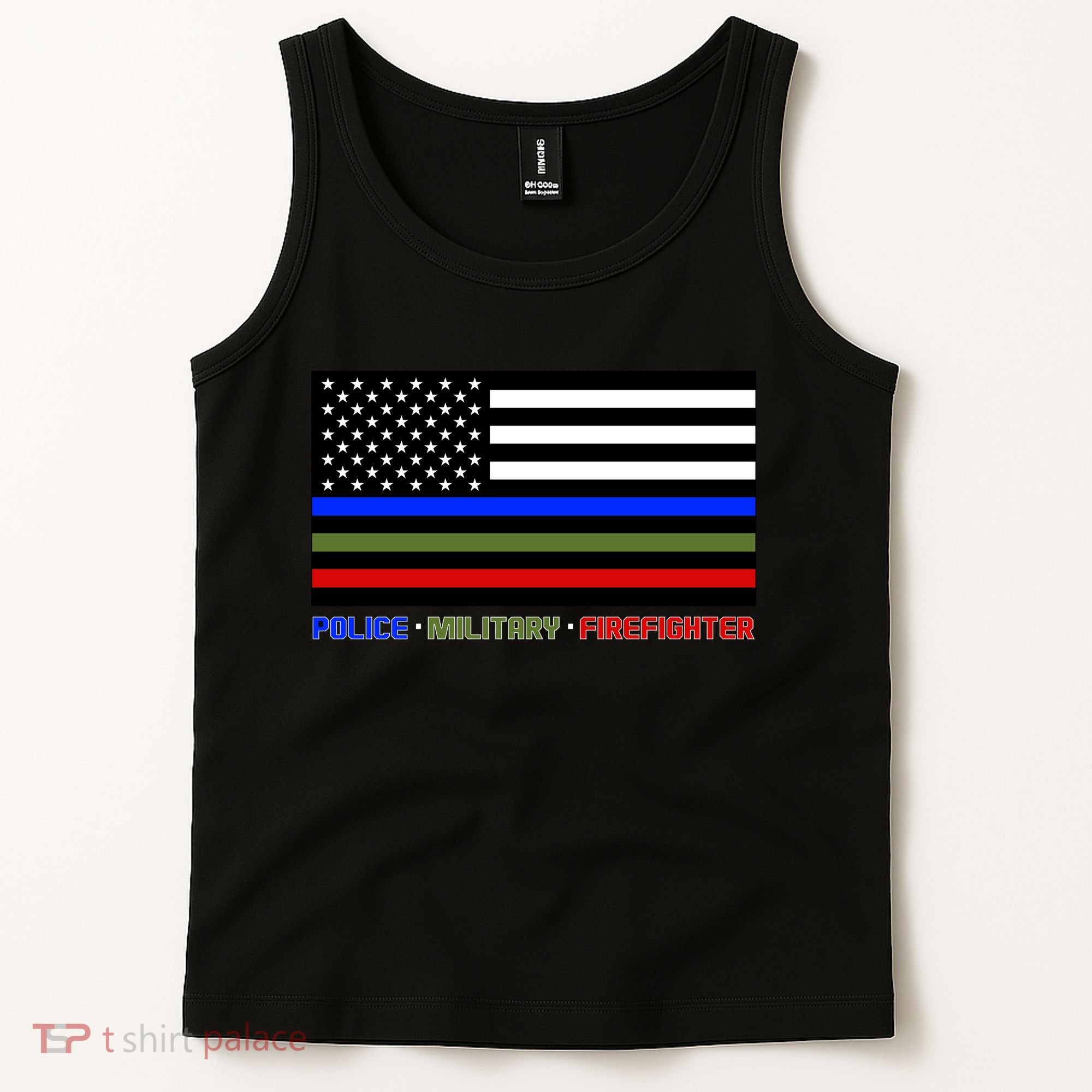 Thin Blue Green Red Lines Police Military Firefighter Tank Top