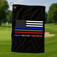 Thin Blue Green Red Lines Police Military Firefighter Golf Towel thumb 1