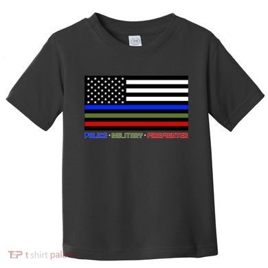 Thin Blue Green Red Lines Police Military Firefighter Toddler T-Shirt