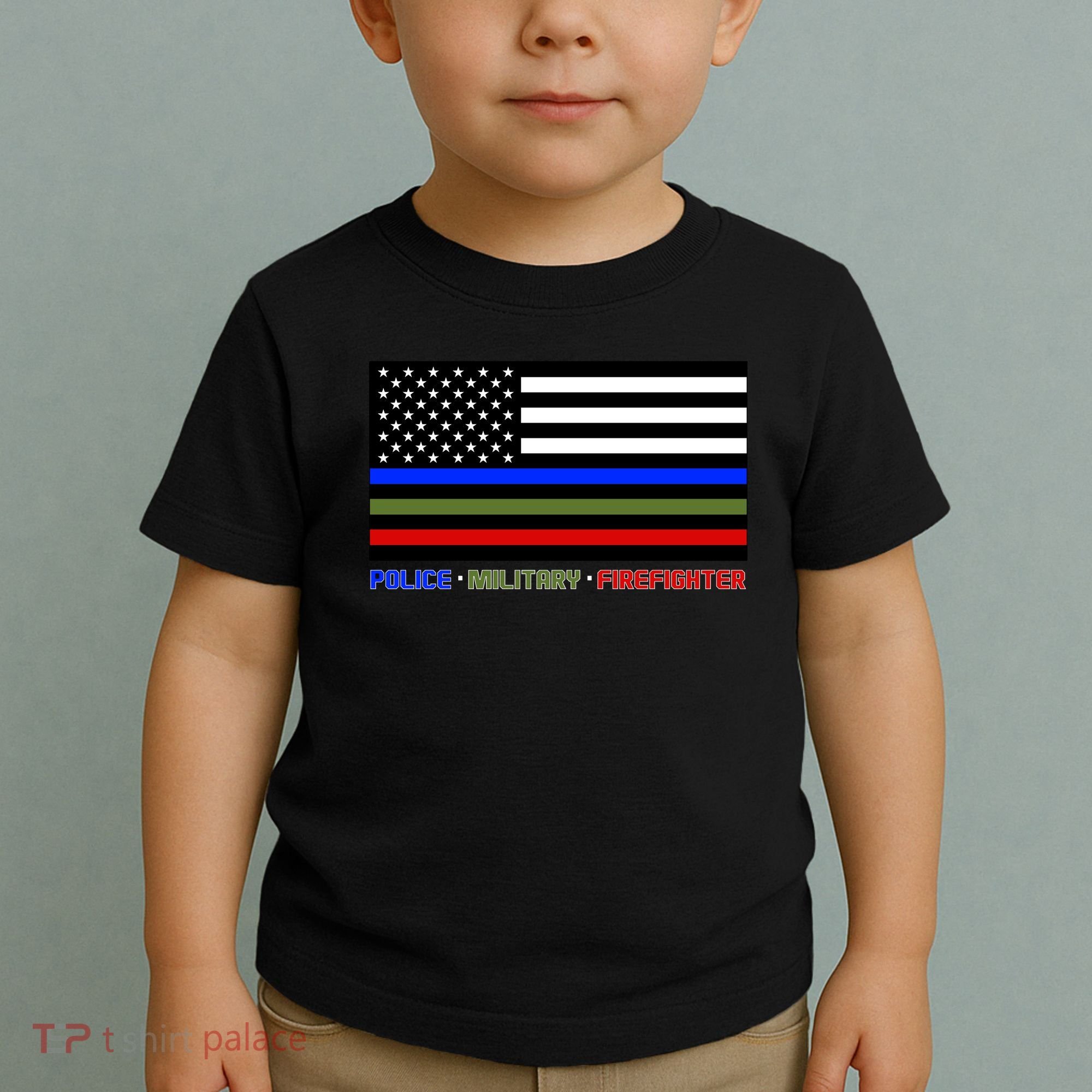 Thin Blue Green Red Lines Police Military Firefighter Toddler T-Shirt