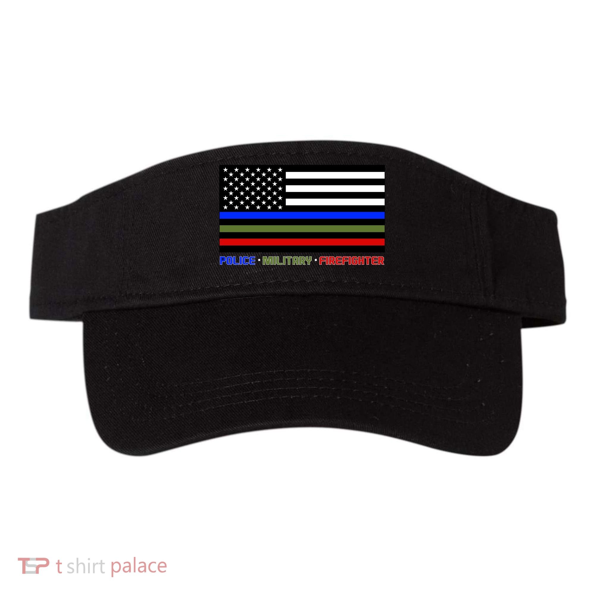Thin Blue Green Red Lines Police Military Firefighter Visor