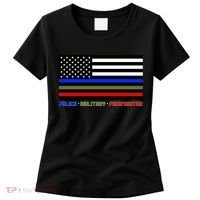 Thin Blue Green Red Lines Police Military Firefighter Women's T-Shirt thumb 0