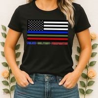 Thin Blue Green Red Lines Police Military Firefighter Women's T-Shirt thumb 2