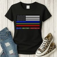 Thin Blue Green Red Lines Police Military Firefighter Women's T-Shirt thumb 3
