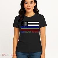 Thin Blue Green Red Lines Police Military Firefighter Women's T-Shirt thumb 4