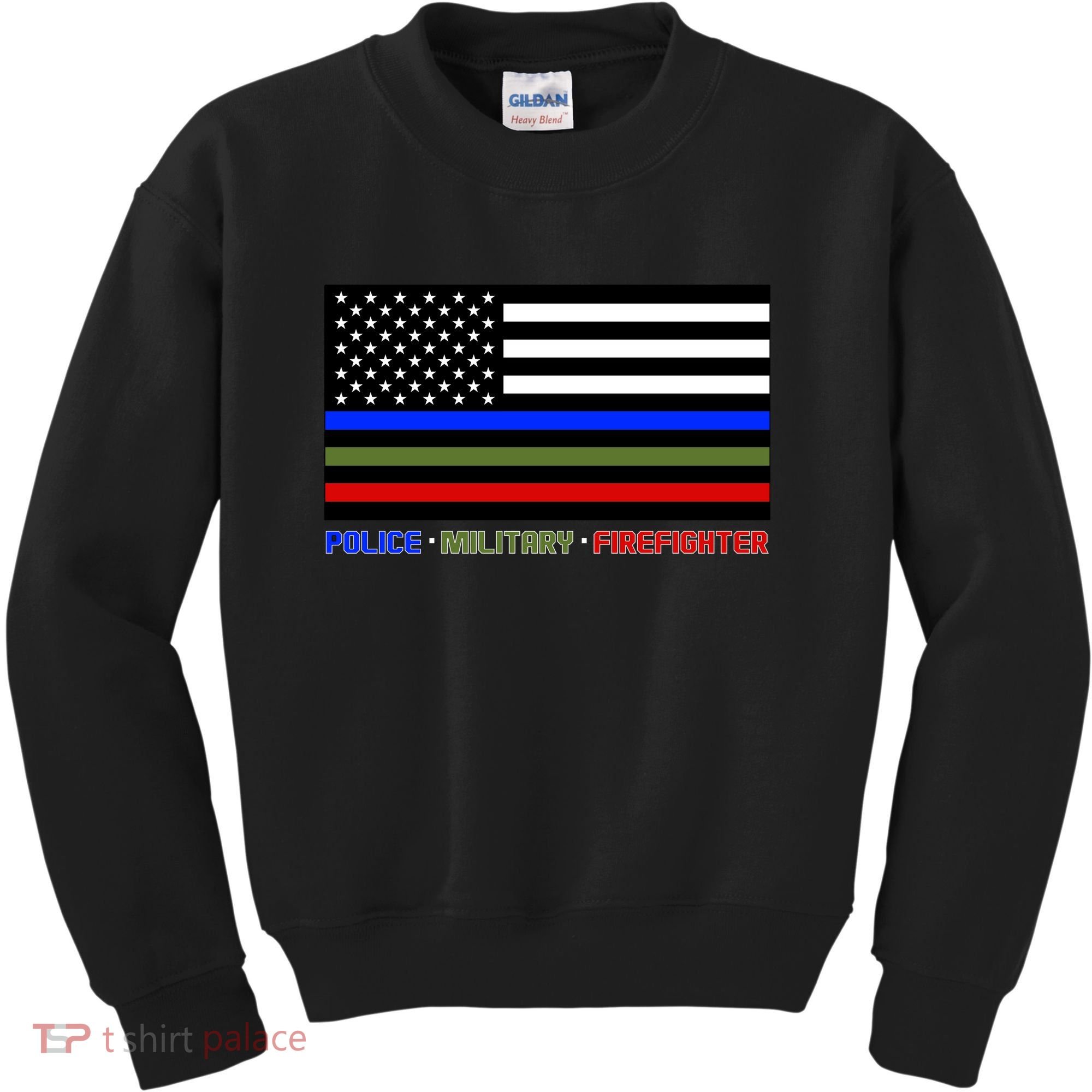 Thin Blue Green Red Lines Police Military Firefighter Kids Sweatshirt