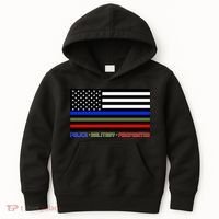 Thin Blue Green Red Lines Police Military Firefighter Kids Hoodie thumb 0