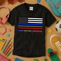 Thin Blue Green Red Lines Police Military Firefighter Kids T-Shirt thumb 3