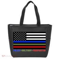 Thin Blue Green Red Lines Police Military Firefighter Tote Bag thumb 0