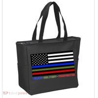 Thin Blue Green Red Lines Police Military Firefighter Tote Bag thumb 2