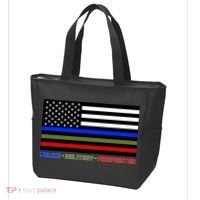 Thin Blue Green Red Lines Police Military Firefighter Tote Bag thumb 3
