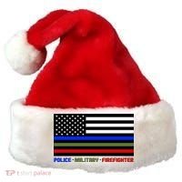 Thin Blue Green Red Lines Police Military Firefighter Santa Hat thumb 0