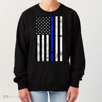 Thin Blue Line American Flag Women's Sweatshirt thumb 0