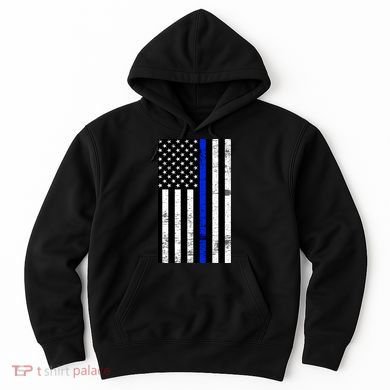 Thin Blue Line American Flag Hoodie