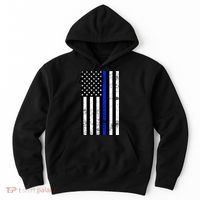 Thin Blue Line American Flag Hoodie thumb 0