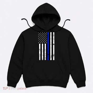 Thin Blue Line American Flag Hoodie