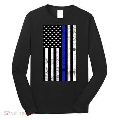 Thin Blue Line American Flag Long Sleeve Shirt