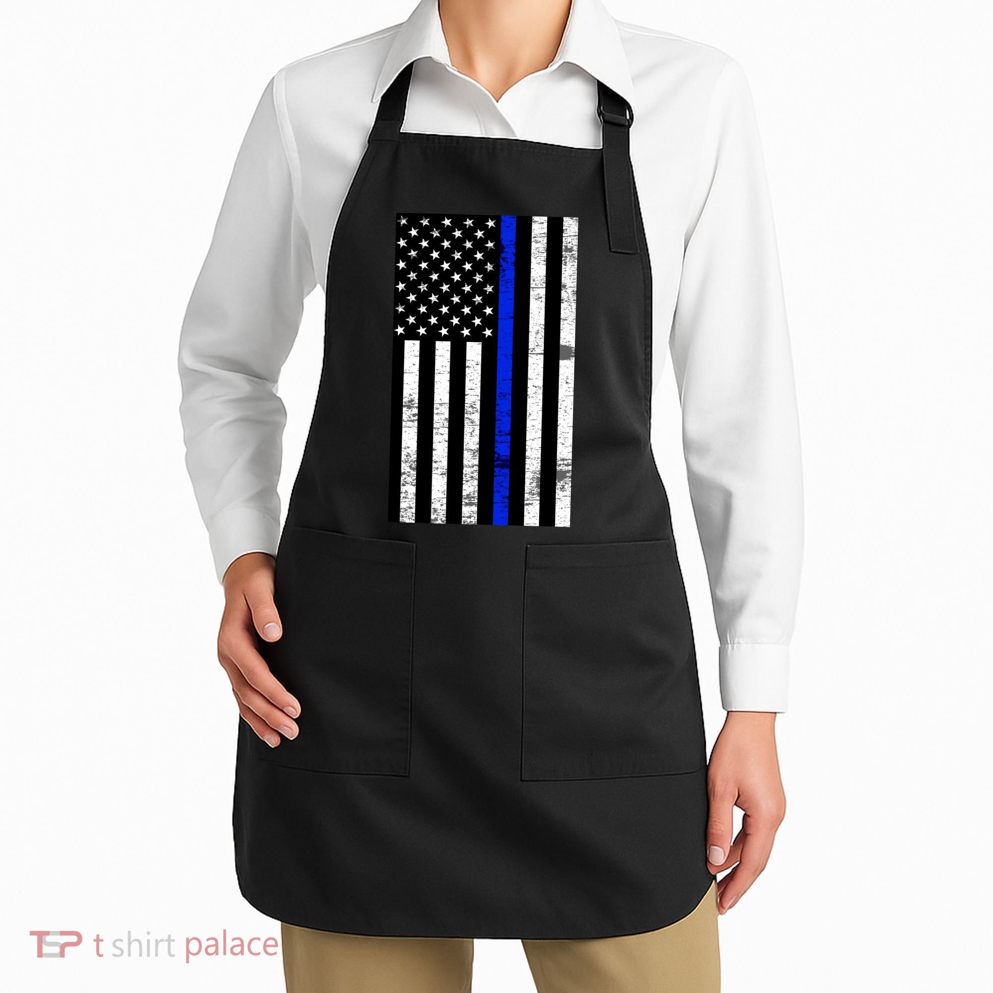 Thin Blue Line American Flag Apron