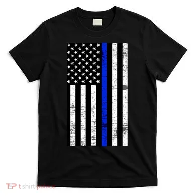Thin Blue Line American Flag T-Shirt