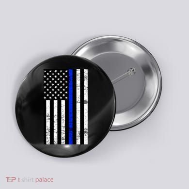 Thin Blue Line American Flag Button