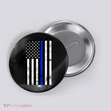Thin Blue Line American Flag Button