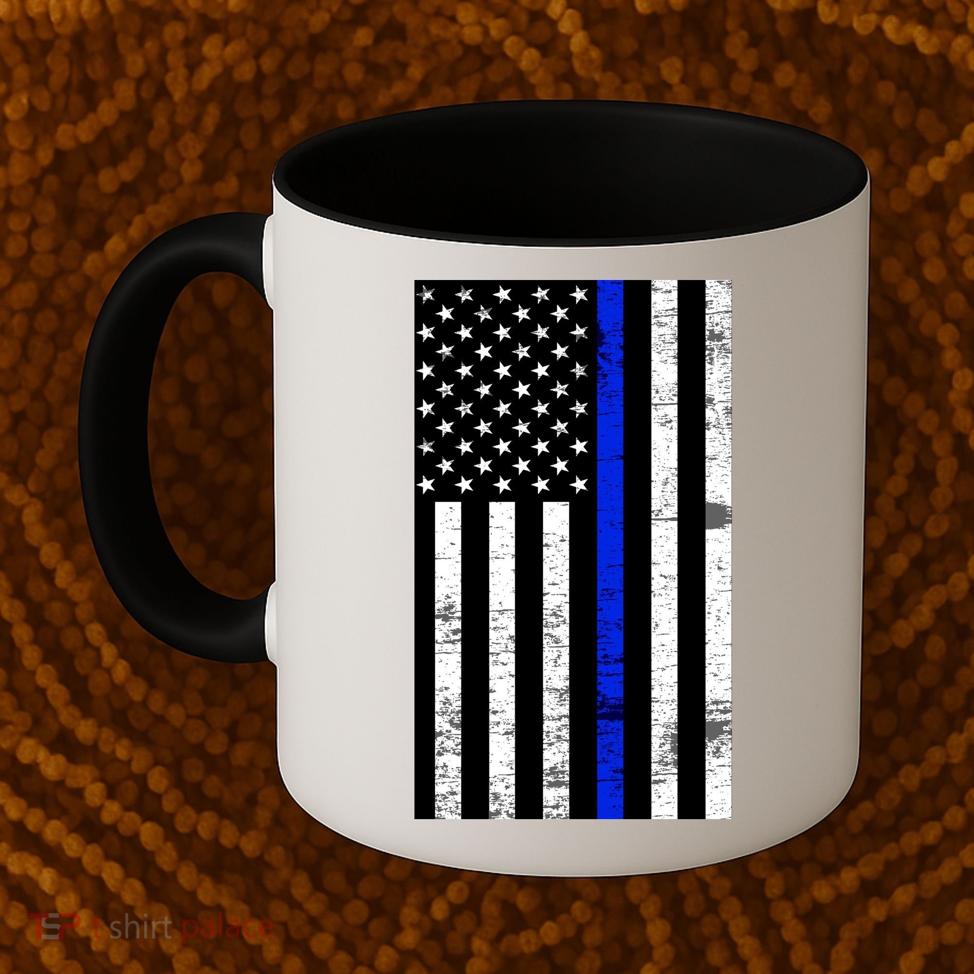 Thin Blue Line American Flag Coffee Mug