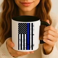 Thin Blue Line American Flag Coffee Mug thumb 3