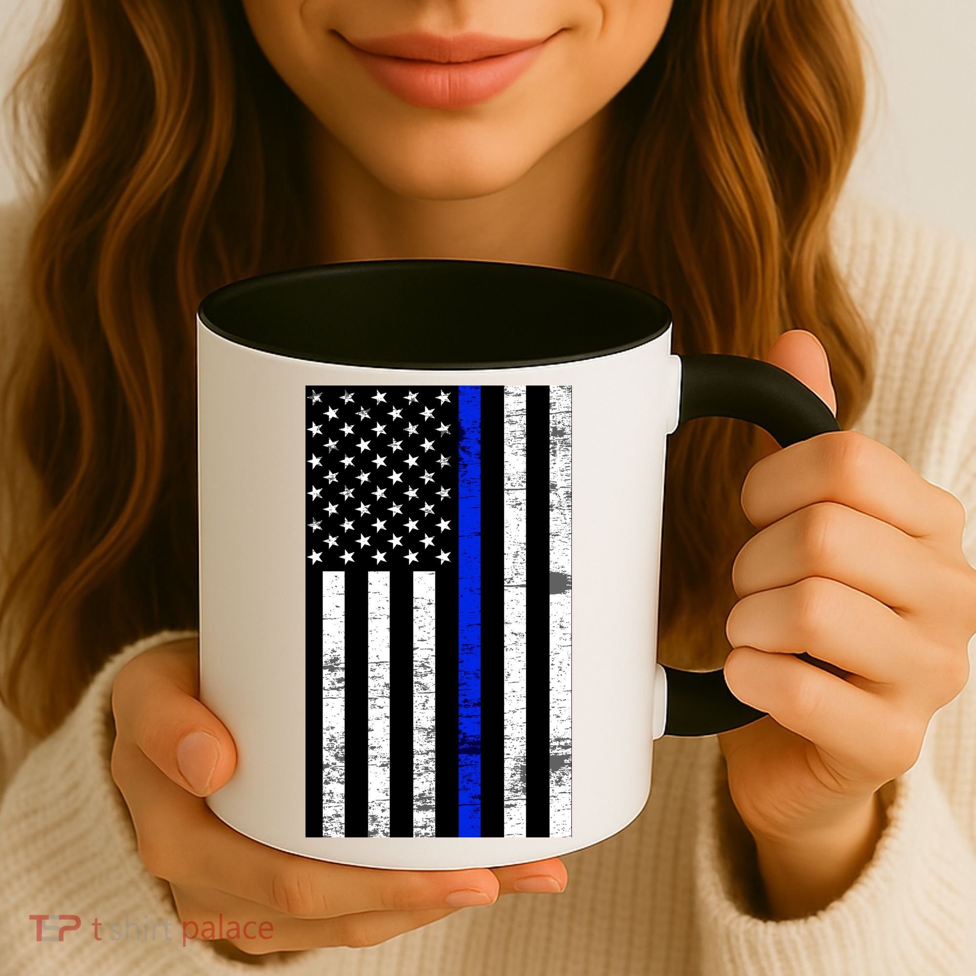 Thin Blue Line American Flag Coffee Mug