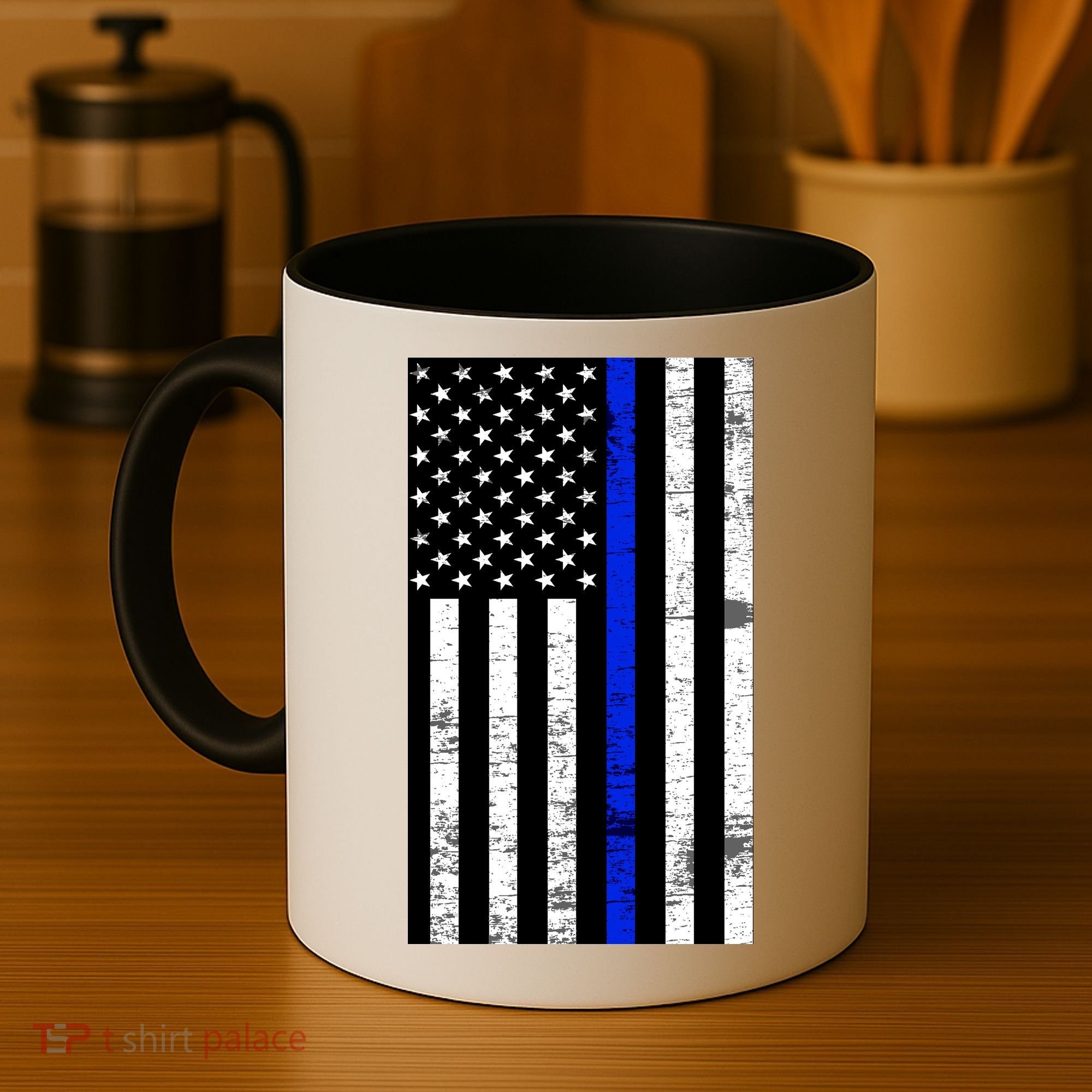 Thin Blue Line American Flag Coffee Mug