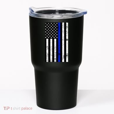 Thin Blue Line American Flag Tumbler