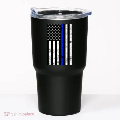 Thin Blue Line American Flag Tumbler