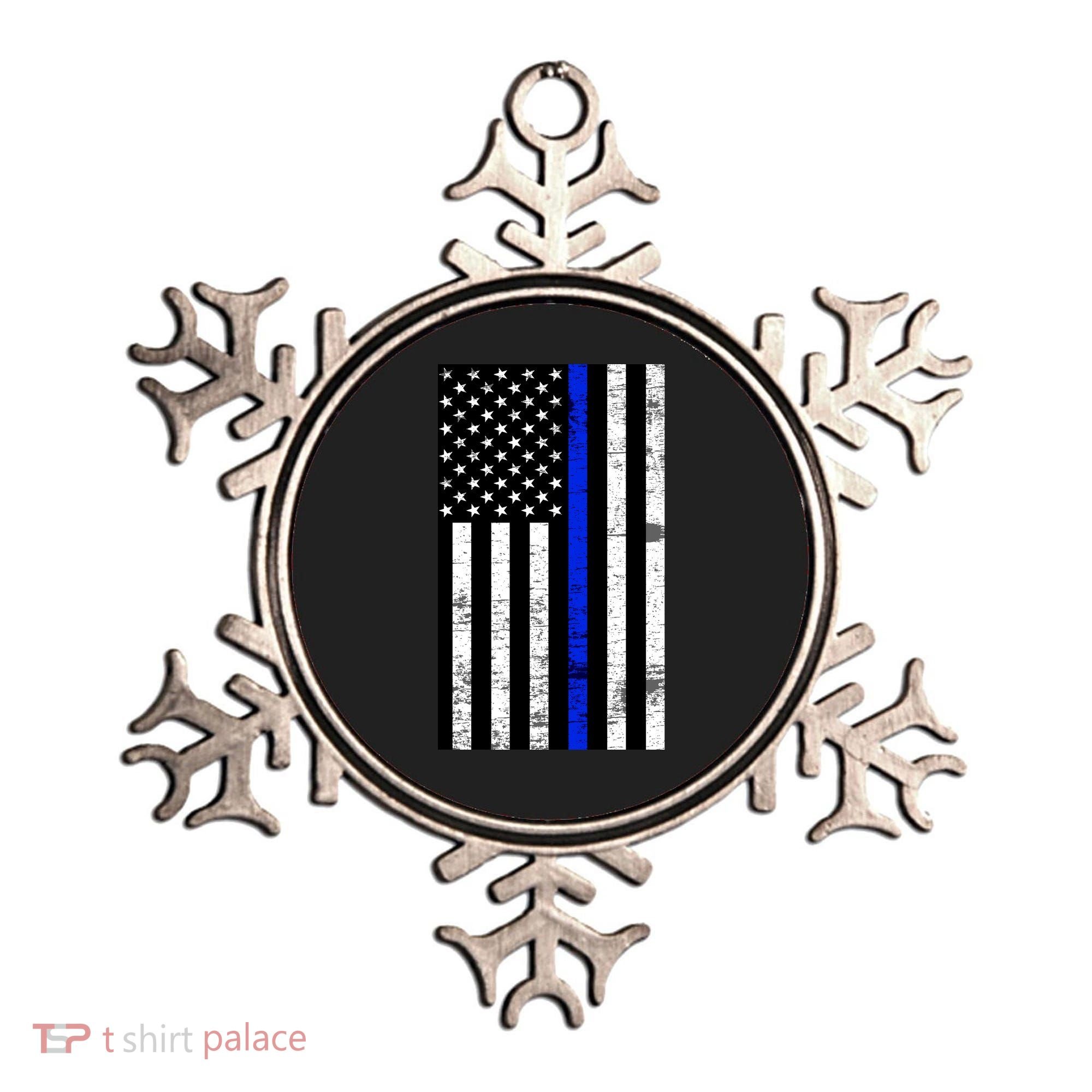Thin Blue Line American Flag Ornament