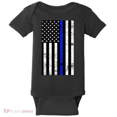 Thin Blue Line American Flag Baby Bodysuit