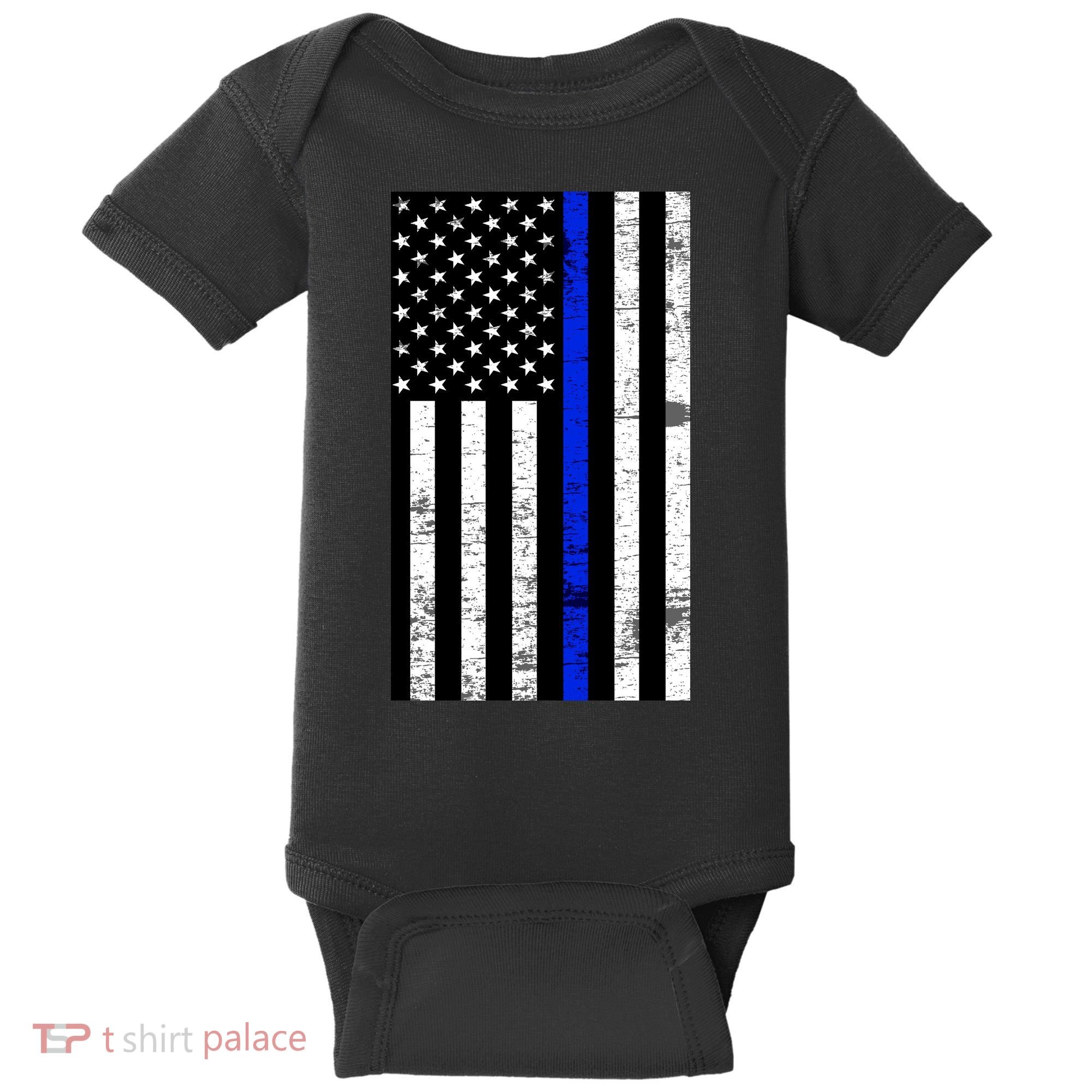 Thin Blue Line American Flag Baby Bodysuit